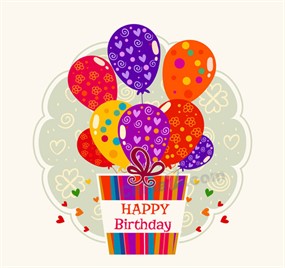 彩色气球束生日贺卡矢量图